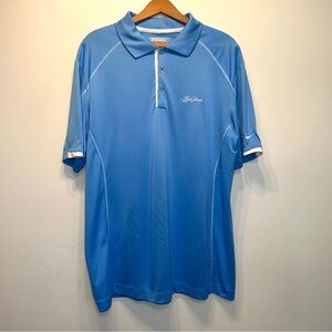 Nike Golf  Dri-Fit Tour Performance Polo Blue White Men's Sz Large Sea Island GA